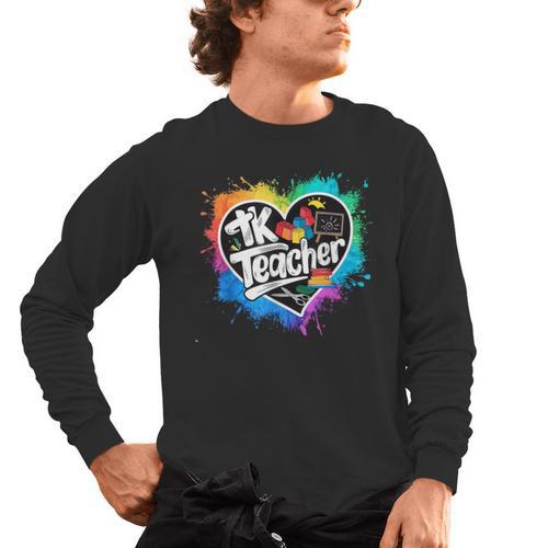 TK Teacher Transitional Kindergarten Heart Back To School Men's Long Sleeve T-Shirt - teacherstshirts.com