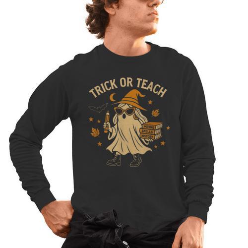 Trick Or Teach Halloween Teacher Men's Long Sleeve T-Shirt - teacherstshirts.com