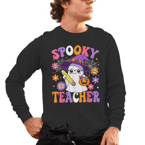 Trick Or Teach Spooky Teacher Ghost Halloween Teacher Men's Long Sleeve T-Shirt - teacherstshirts.com AU