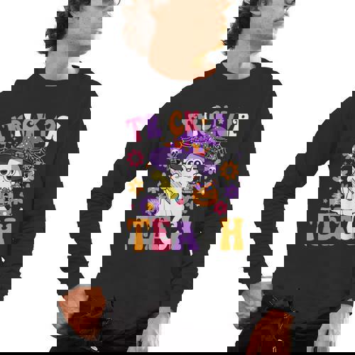 Trick Or Teach Teacher Ghost Teaching Fun Halloween Teacher Men&#x27;s Long Sleeve T-Shirt - teacherstshirts.com