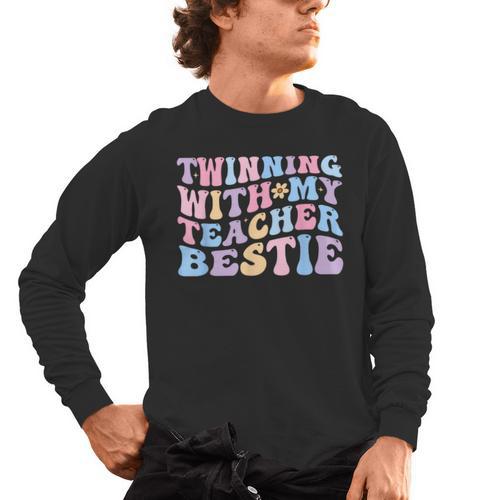 Twinning With My Teacher Bestie Teaching Partner Men's Long Sleeve T-Shirt - teacherstshirts.com AU