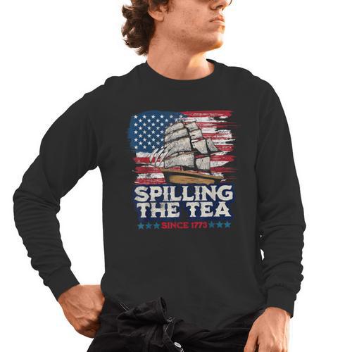US History Teacher Boston Spilling The Tea Since 1773 Men's Long Sleeve T-Shirt - teacherstshirts.com CA