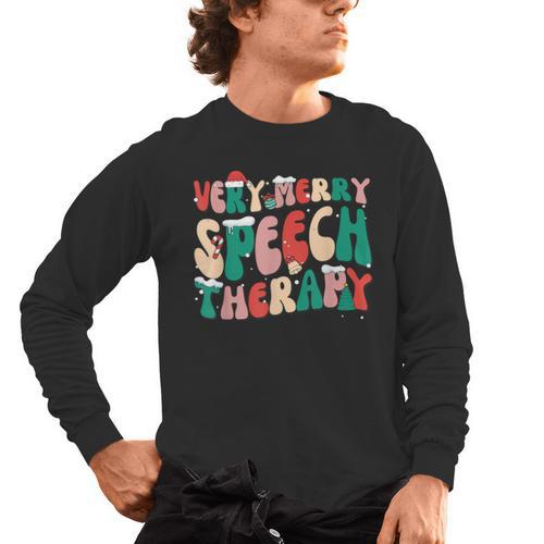 Verry Merry Speech Language Pathologist Teacher Christmas Men's Long Sleeve T-Shirt - teacherstshirts.com AU