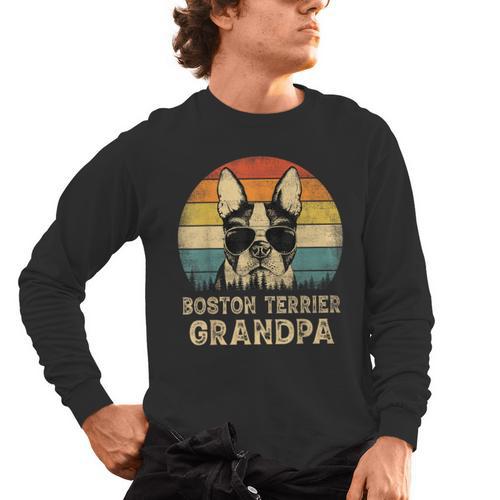 Vintage Boston Terrier Grandpa Dog Lovers Father's Day Men's Long Sleeve T-Shirt - Bostonterriersmerch.com UK