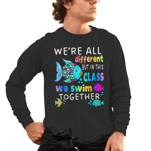 We'Re All Different But We Swim Together Elementary Teacher Men's Long Sleeve T-Shirt - teacherstshirts.com DE