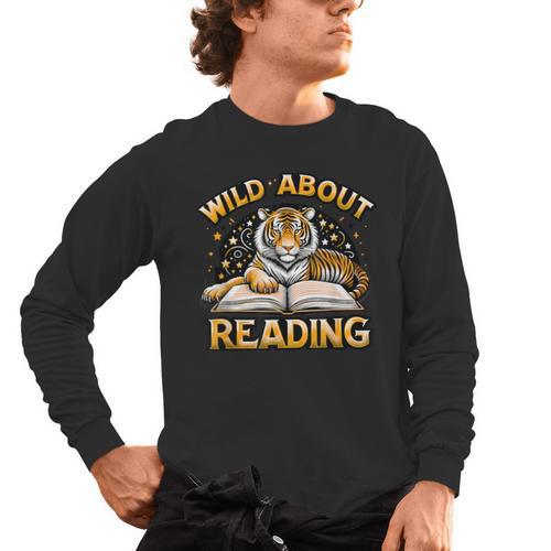 Wild About Reading Tiger For Teachers & Students Men's Long Sleeve T-Shirt - teacherstshirts.com AU