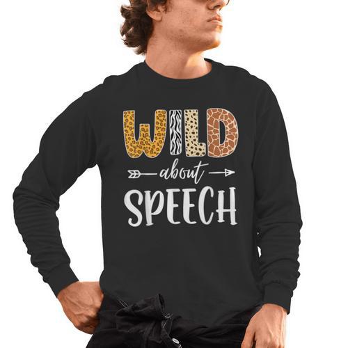 Wild About Speech SLP Leopard Teacher Back To School Kids Men's Long Sleeve T-Shirt - teacherstshirts.com AU