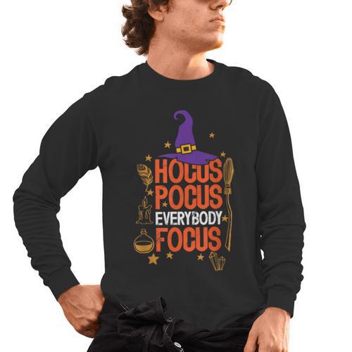 Witchy Halloween Hocus Pocus Everybody Focus Teacher Pumpkin Men's Long Sleeve T-Shirt - teacherstshirts.com