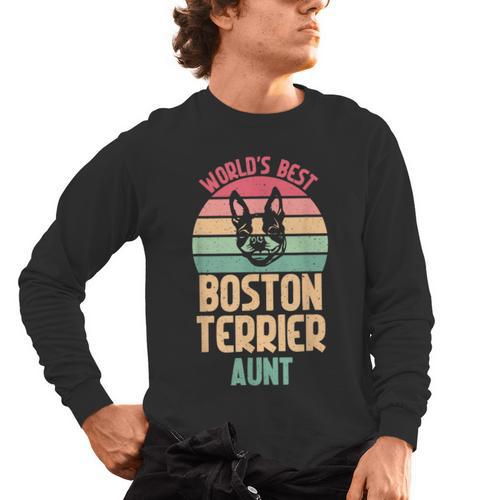 Worlds Best Boston Terrier Aunt Men's Long Sleeve T-Shirt - Bostonterriersmerch.com