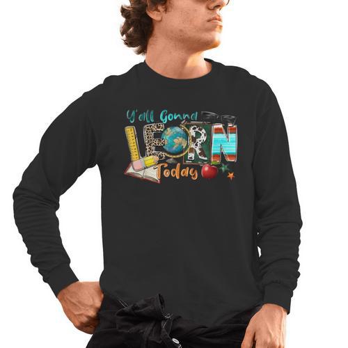 Y'All Gonna LEARN Today Back To School Teacher Appreciation Men's Long Sleeve T-Shirt - teacherstshirts.com CA