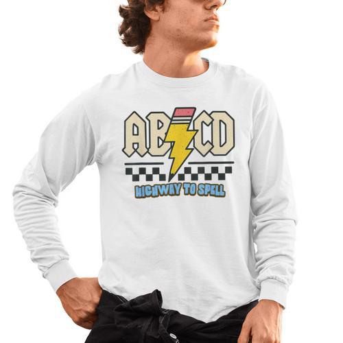 ABCD Highway To Spell Pencil Teacher & Student Font Me Men's Long Sleeve T-Shirt - teacherstshirts.com AU