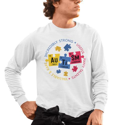 Autism Awareness Shirt Periodic Puzzle Science Teacher Men Women Kids Men's Long Sleeve T-Shirt - teacherstshirts.com