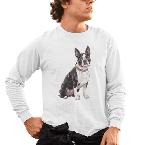Boston Terrier Dog Dad Boston Terrier Dog Lovers Men's Long Sleeve T-Shirt - Bostonterriersmerch.com