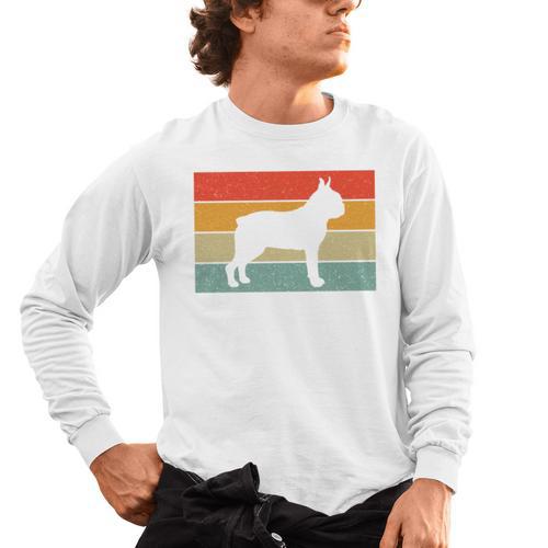 Boston Terrier Dog Lover Retro Vintage Cool For Dog Owner Men's Long Sleeve T-Shirt - Bostonterriersmerch.com
