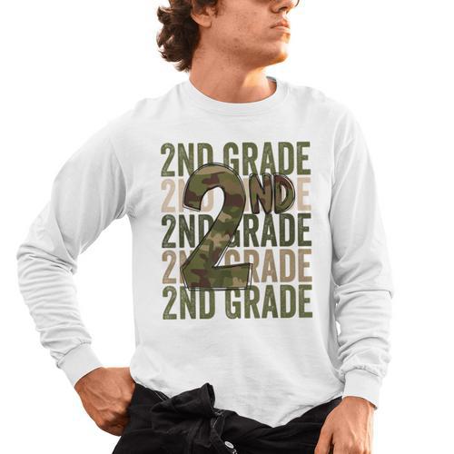 Camo Team 2nd Grade Squad Back To School Teacher Kids Boys Men's Long Sleeve T-Shirt - teacherstshirts.com CA
