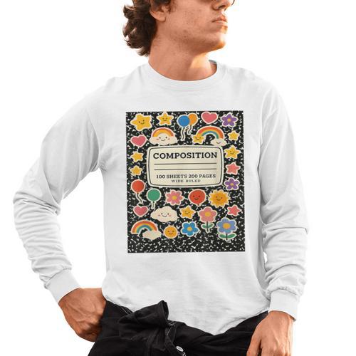 Composition Notebook Costume Teacher Matching Halloween Book Men's Long Sleeve T-Shirt - teacherstshirts.com AU