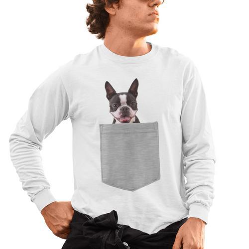 Dog In Your Pocket Boston Terrier For Men Women Girls Kids Men's Long Sleeve T-Shirt - Bostonterriersmerch.com