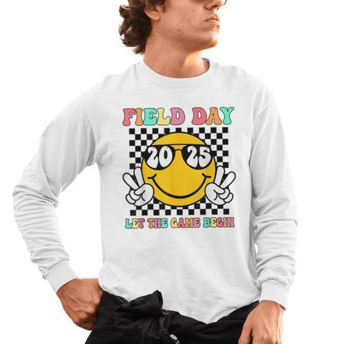 Field Day 2025 Let The Games Begin Yellow Team Teachers Kids Men's Long Sleeve T-Shirt - teacherstshirts.com
