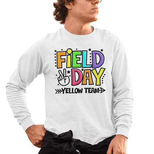 Field Day Yellow Team For Teacher Kids Field Day Games Men's Long Sleeve T-Shirt - teacherstshirts.com CA