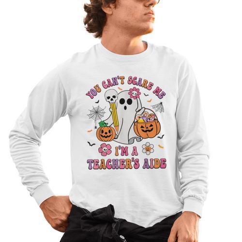 Halloween You Can't Scare Me I'm A School Teacher's Aide Men's Long Sleeve T-Shirt - teacherstshirts.com AU