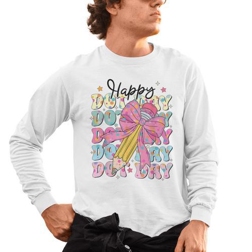 Happy Dot Day 2025 Coquette Bow Teachers Kids Boys Girls Men's Long Sleeve T-Shirt - teacherstshirts.com