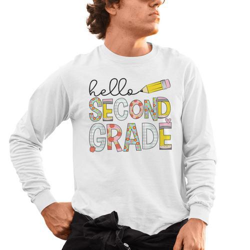 Hello Second Grade Team 2nd Grade Back To School Teacher Kid Men's Long Sleeve T-Shirt - teacherstshirts.com AU