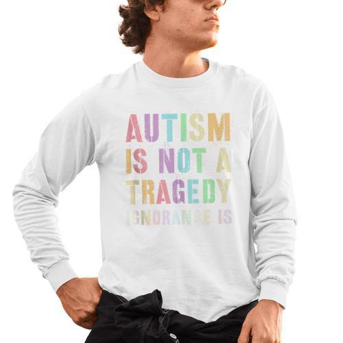 Kids AUTISM IS NOT A TRAGEDY IGNORANCE IS Proud Teacher Crew Men's Long Sleeve T-Shirt - teacherstshirts.com AU
