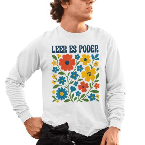 Leer Es Poder Cute Floral Boho Spanish Teacher Reading Men's Long Sleeve T-Shirt - teacherstshirts.com AU
