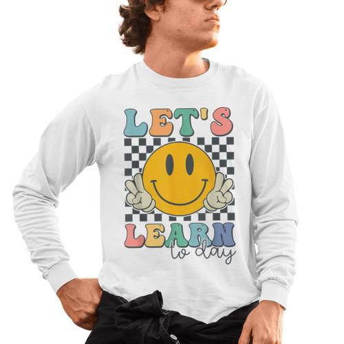 Let's Learn Today Smile Face Back To School For Teacher Kids Men's Long Sleeve T-Shirt - teacherstshirts.com AU