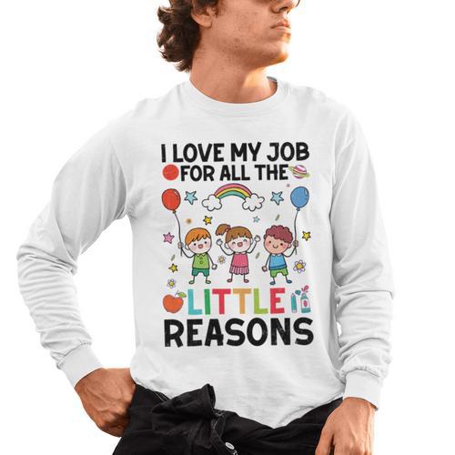 Love Job For Little Reasons Daycare Teacher Graphic Men's Long Sleeve T-Shirt - teacherstshirts.com
