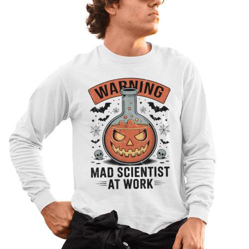 Mad Scientist Pumpkin Science Teacher Halloween Costume Kids Men's Long Sleeve T-Shirt - teacherstshirts.com UK