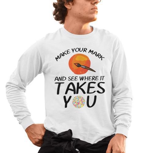 Make Mark Paintbrush International Dot Day Art Teacher Men's Long Sleeve T-Shirt - teacherstshirts.com AU
