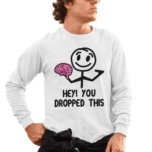 Nerdy Hey You Dropped This Brain Math Teacher Men's Long Sleeve T-Shirt - teacherstshirts.com