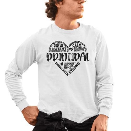 Principal Heart Life School Principal Teacher Appreciation Men's Long Sleeve T-Shirt - teacherstshirts.com AU