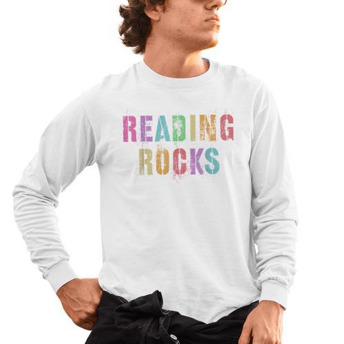 READING ROCKS English Teacher ELA ABCD Read Star Kinder Men's Long Sleeve T-Shirt - teacherstshirts.com CA