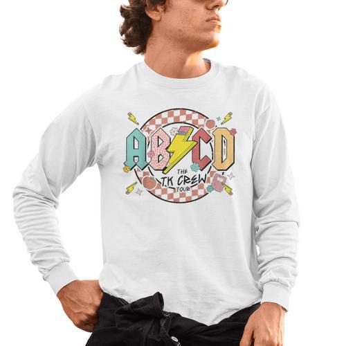 Retro ABCD Transitional Kindergarten Teacher Tour TK Teacher Men's Long Sleeve T-Shirt - teacherstshirts.com