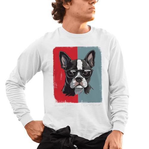 Retro Boston Terrier Dog Lover Bostie Mom Dad Dog Owner Men's Long Sleeve T-Shirt - Bostonterriersmerch.com