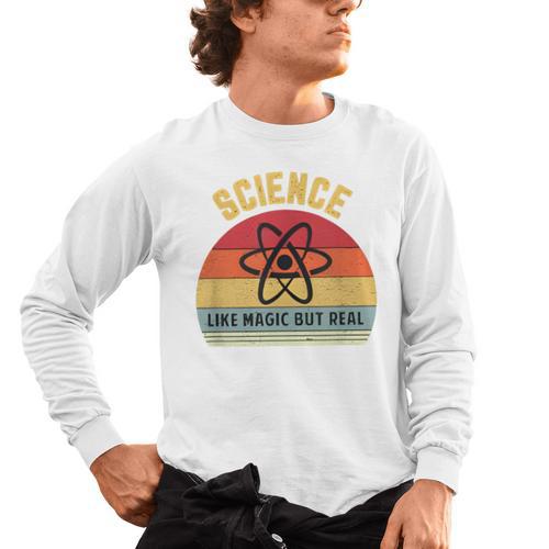 Science Like Magic But Real Science Teacher Graphics Geek Men's Long Sleeve T-Shirt - teacherstshirts.com CA