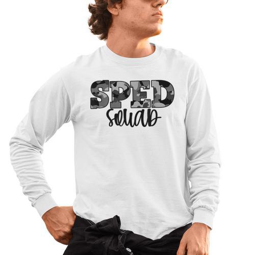 Special Education Squad Camo SPED Teacher Men's Long Sleeve T-Shirt - teacherstshirts.com CA