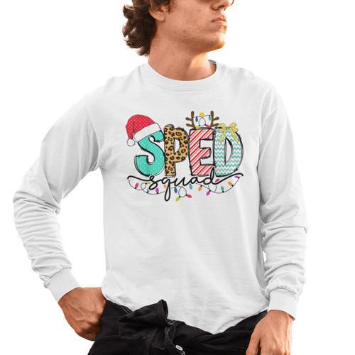 SPED Squad Special Education Teacher Autism Christmas Women Men's Long Sleeve T-Shirt - teacherstshirts.com CA