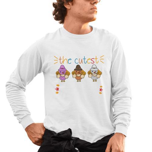I Teach The Cutest Turkeys School Teachers Thanksgiving Men's Long Sleeve T-Shirt - teacherstshirts.com CA