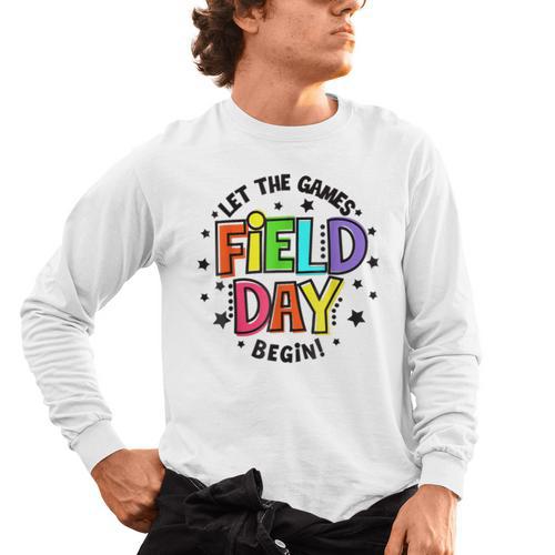 Teacher Student Field Day Let The Games Begin Field Day Men's Long Sleeve T-Shirt - teacherstshirts.com CA