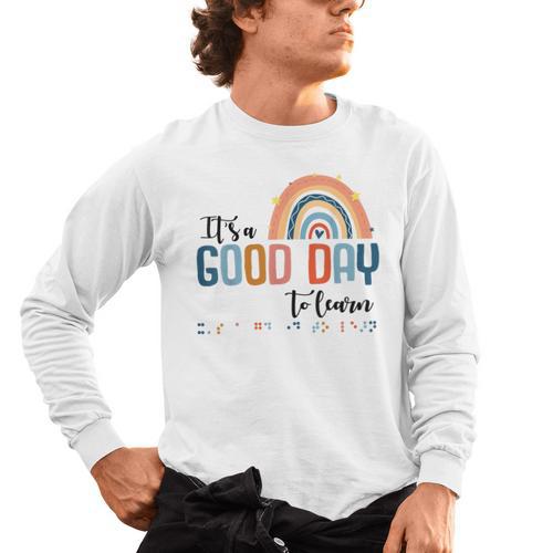 Teacher Of Visually Impaired Braille A Good Day To Learn Men's Long Sleeve T-Shirt - teacherstshirts.com CA