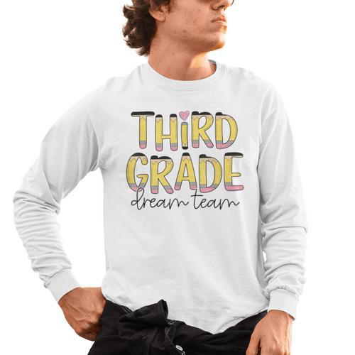 Third Grade Dream Team 3rd Grade Teacher Back To School Kids Men's Long Sleeve T-Shirt - teacherstshirts.com CA