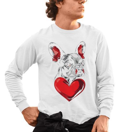 Valentine's Day Boston Terrier Dog Vector Men's Long Sleeve T-Shirt - Bostonterriersmerch.com