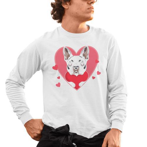 Valentine's Day Boston Terrier Heart Men's Long Sleeve T-Shirt - Bostonterriersmerch.com