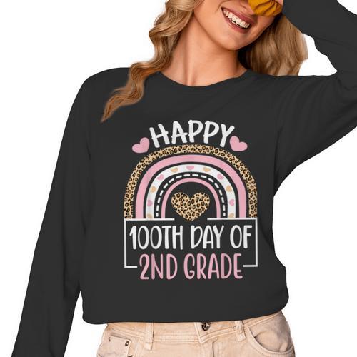 100th Day Of 2nd Grade 100 Days Of School Teacher Women Long Sleeve T-Shirt - teacherstshirts.com DE