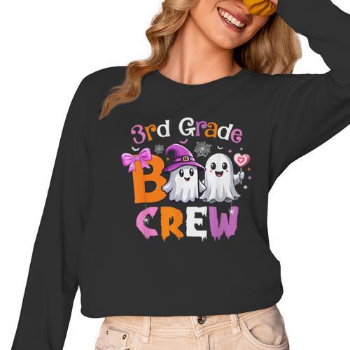 3rd Grade Boo Crew Third Grade Halloween Costume Teacher Kid Women Long Sleeve T-Shirt - teacherstshirts.com UK