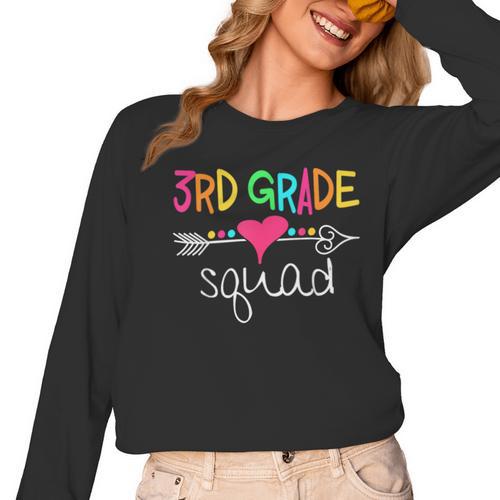 3rd Grade Squad Third Teacher Student Team Back To School Women Long Sleeve T-Shirt - teacherstshirts.com AU