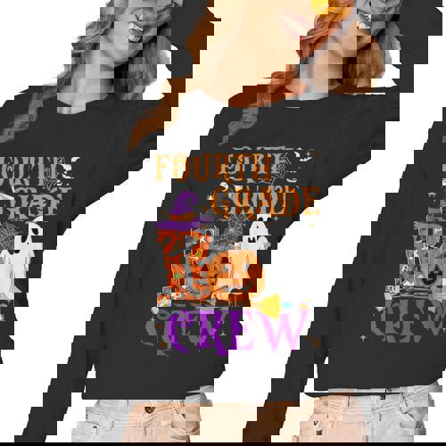 4th Grade Boo Crew Teacher Student Halloween Costume Women Long Sleeve T-Shirt - teacherstshirts.com